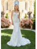 Beaded Ivory Lace Tulle Sheer Back Shimmering Sexy Wedding Dress